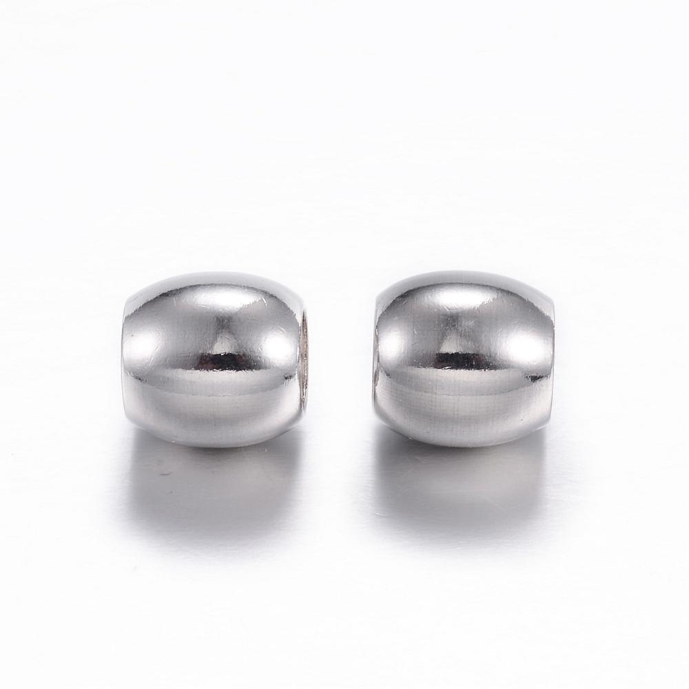 PandaHall 304 Stainless Steel Beads, Oval, Stainless Steel Color, 10x10mm, Hole: 6mm Stainless Steel Oval