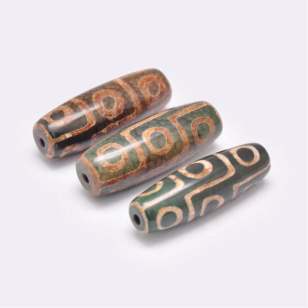 PandaHall Tibetan Style dZi Beads, Natural Agate Beads, Dyed & Heated, Rice, DarkOliveGreen, 39~40x13~14mm, Hole: 2.5~3mm Tibetan Agate Oval...