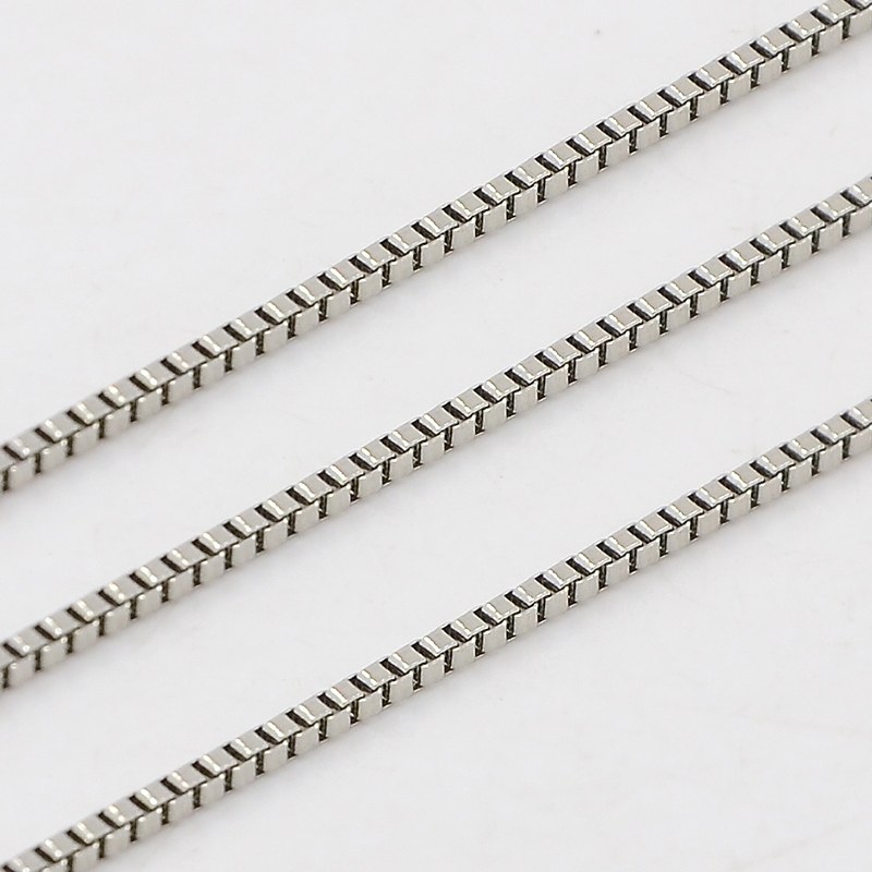 PandaHall 304 Stainless Steel Venetian Chains, Box Chain, Stainless Steel Color, 1.2mm Stainless Steel