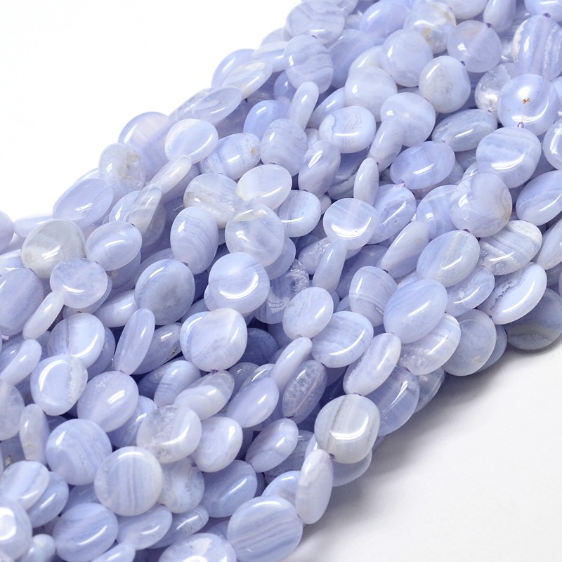 PandaHall Natural Blue Lace Agate Gemstone Nuggets Bead Strands, 9~12x8~13x5~7mm, Hole: 1mm; about 15.3"~15.7" Blue Lace Agate Nuggets