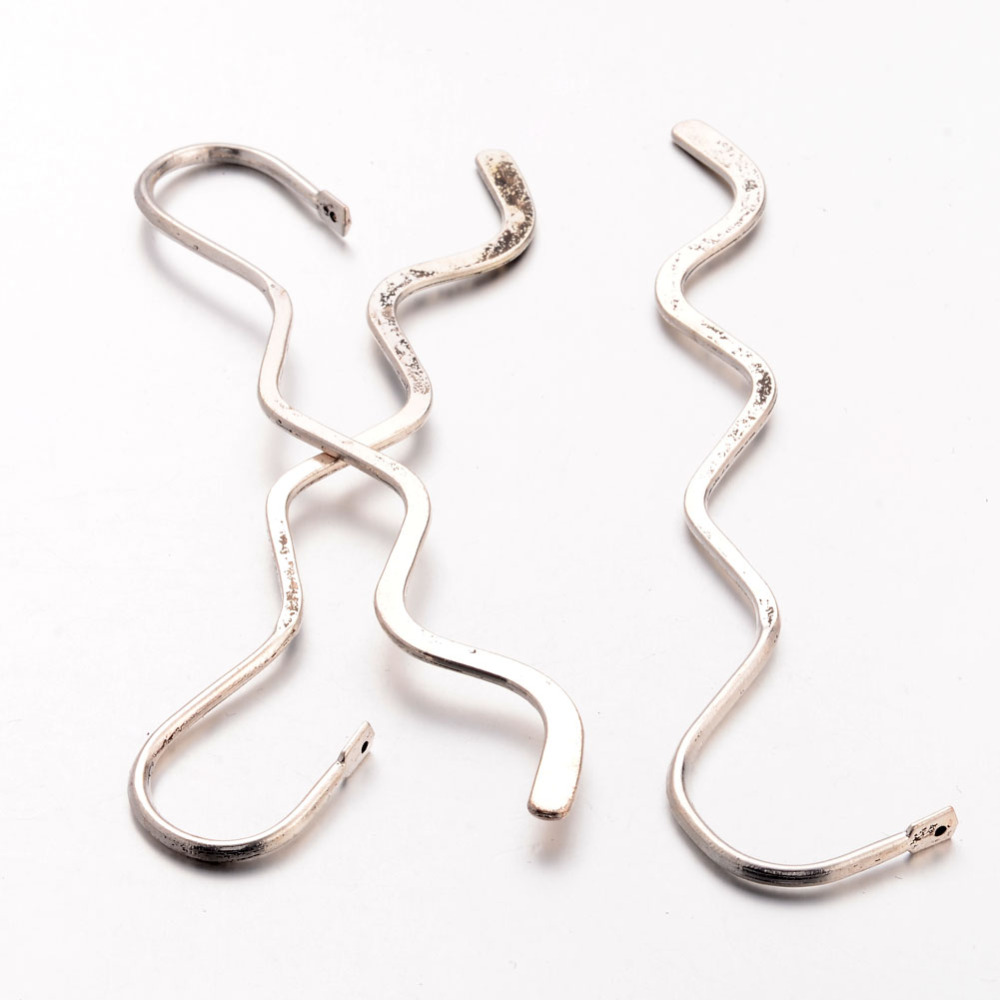 PandaHall Tibetan Style Wavy Bookmarks, Lead Free and Cadmium Free, Antique Silver, about 154mm long, 6mm wide, 5.5mm thick, hole: 2mm Alloy