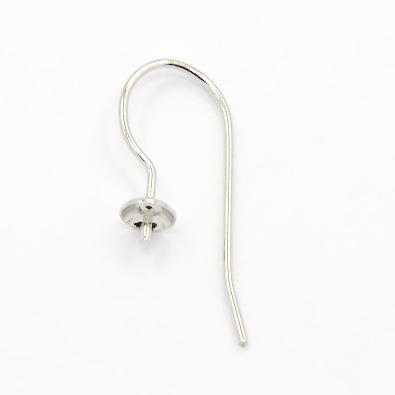 PandaHall Brass Earring Hooks for Earring Design, for Half Drilled Beads, Platinum, 22x8mm, Pin: 0.5mm Brass