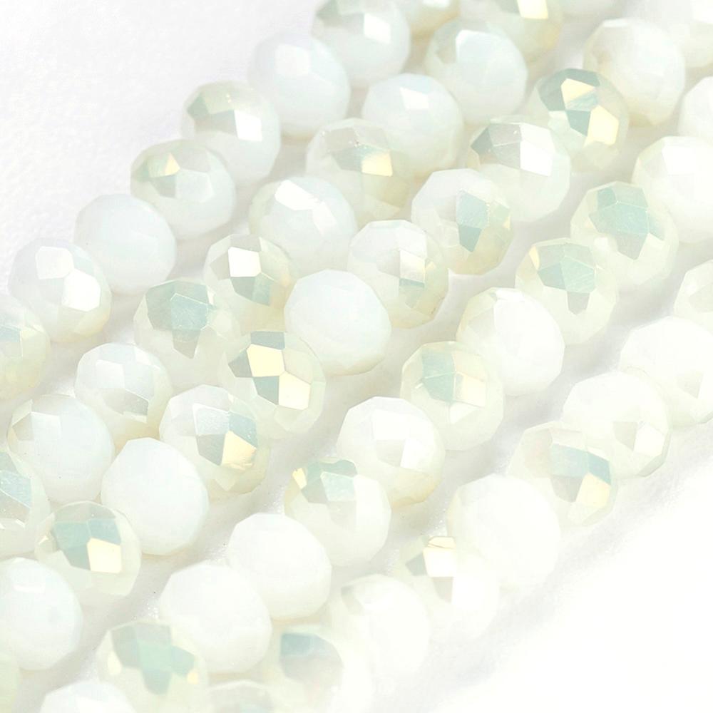 PandaHall Electroplate Glass Faceted Rondelle Beads Strands, Imitation Jade, Half Plated, WhiteSmoke, 3x2mm, Hole: 1mm; about 100pcs/strand...