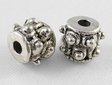 PandaHall Tibetan Style Beads, Lead Free and Cadmium Free, Column, Antique Silver Color, about 6mm in diameter, 6mm thick, hole: 2mm Alloy...