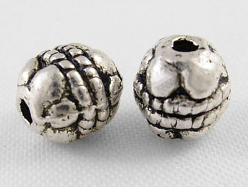 PandaHall Tibetan Style Bead Spacers, Lead Free and Cadmium Free, Barrel, Antique Silver, about 6mm long, 5.5mm wide, hole: 1mm Alloy Barrel