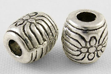 PandaHall Tibetan Silver Beads, Drum, Antique Silver, Lead Free & Cadmium Free, Drum, about 6mm in diameter, 6mm thick, hole: 2mm Alloy Drum