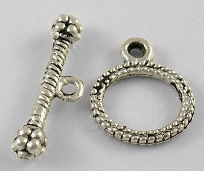 PandaHall Tibetan Silver Toggle Clasps, Lead Free, Cadmium Free and Nickel Free, Ring, Antique Silver, Ring: about 10mm wide, 12mm long, Bar...