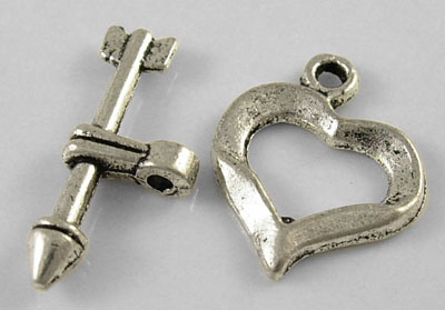 PandaHall Tibetan Silver Heart Toggle Clasps, Mother's Day Jewellry Making, Lead Free and Cadmium Free, Heart, Antique Silver, Heart: about...