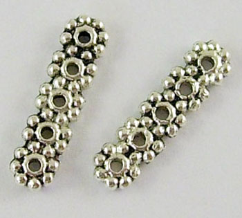 PandaHall Tibetan Style Spacer Bars, Lead Free and Cadmium Free, Rectangle, Antique Silver, about 5-Hole, 4.5mm wide, 17mm long, hole: 1mm...