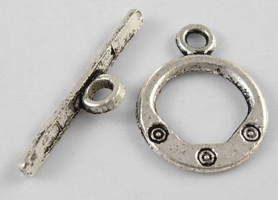 PandaHall Tibetan Style Toggle Clasps, Lead Free & Cadmium Free & Nickel Free, Ring, Antique Silver, Ring: about 13.5mm wide, 17.5mm long...
