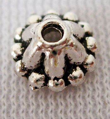 PandaHall Tibetan Silver Bead Caps, Lead Free & Cadmium Free, Cone, Antique Silver, about 8mm in diameter, 4mm high, Hole: 2mm Alloy