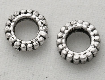 PandaHall Antique Silver Tibetan Silver Donut Beads, Lead Free & Nickel Free, about 7mm wide, 2mm long, Hole: 3.5mm Alloy Donut