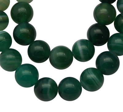 PandaHall Natural Striped Agate/Banded Agate Beads, Dyed, Round, Green, Size: about 8mm in diameter, hole: 1mm, 43pcs/strand, 15.5" Banded...