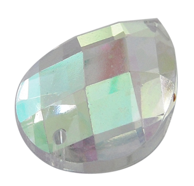 PandaHall Sew on Rhinestone, Acrylic Rhinestone, Two Holes, Garments Accessories, Crystal AB, Drop, about 15mm wide, 21mm long, 5mm thick...