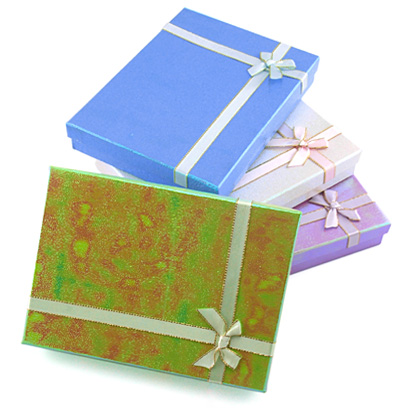 PandaHall Jewelry Boxes With a Flower, Sponge inside, Mixed-Color, about 16cmx12cmx3cm  Paper Rectangle Multicolor