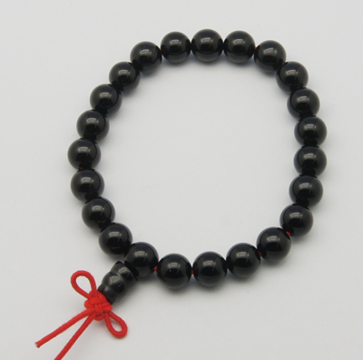 PandaHall Agate Prayer Beads Bracelet, Black, about 54mm in inner diameter; bead: 8mm in diameter, about 23pcs/str Black Agate Black