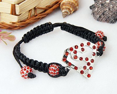 PandaHall Fashion Bracelets, with Alloy Rhinestone Findings, Grade A, Red, 48mm Rhinestone Red