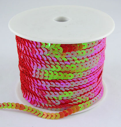 PandaHall Red With AB Color Paillette/Sequin Roll, 6mm in diameter, 100 yards/roll Plastic Flat Round Red