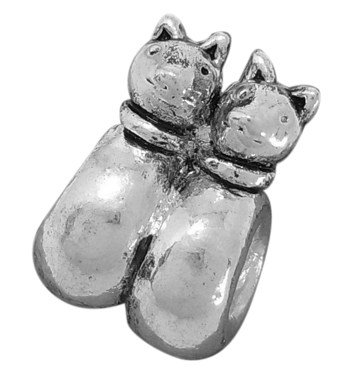 PandaHall Large Hole Beads, Alloy European Stopper Beads, Cat, Antique Silver, 10mm wide, 9mm thick, 15mm high, hole: 4.2mm Alloy Cat