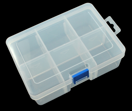 PandaHall Bead Containers, 6 Compartments, Clear, about 165mm long, 120mm wide, 59mm thick Plastic Rectangle White