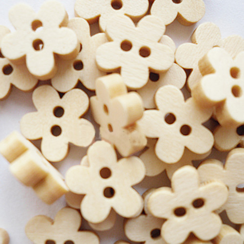 PandaHall Natural 2-hole Basic Sewing Button in 5-petaled Flower Shape, Wooden Buttons, BurlyWood, about 11mm in diameter,Hole:1mm Wood...