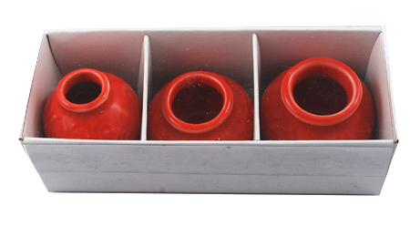 PandaHall Porcelain Tea Set, OrangeRed, Small pot: 26mm in diameter, 27mm thick,  Middle pot: 29mm in diameter, 19.5mm thick, Big pot: 31mm...