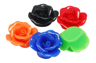 PandaHall Opaque Resin Cabochons, Flower, Colorful, 20x9mm Resin Flower Multicolor