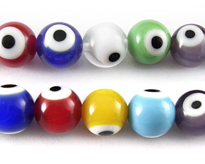 PandaHall Handmade Italianate Lampwork Beads Strands, Evil Eye, Round, Colorful, Size: about 6mm in diameter, hole: 0.8mm; about...