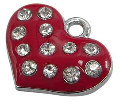 PandaHall Alloy Enamel Pendants, with Rhinestone, Platinum, Heart, Red, Great For Mother's Day Gifts Making, about 18mm wide, 15mm long, 5mm...