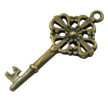 PandaHall Valentines Day Presents Ideas for boyfriend Alloy Pendants, Lead Free, Key, Antique Bronze Color, about 40mm long, 19.5mm wide...