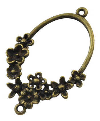 PandaHall Alloy Links, Lead Free and Cadmium Free, Oval, Accented with Flower, Antique Bronze Color, about 42mm long, 26mm wide, 4mm thick...