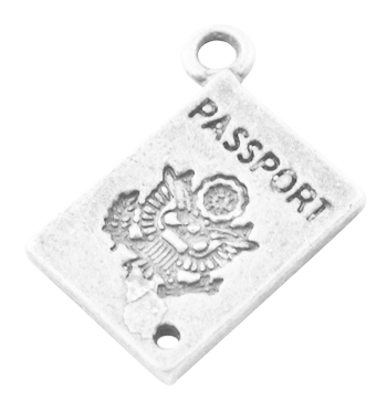 PandaHall Alloy Charms, Passport, Silver Color, Lead Free & Cadmium Free & Nickel Free, about 16mm long, 12mm wide, 1.5mm thick, hole: 2mm...