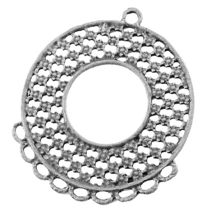 PandaHall Tibetan Style Links, Flat Round, Antique Silver, Lead Free and Cadmium Free, 43x39x1mm, Hole: 2mm Alloy Flat Round