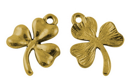 PandaHall Ireland Shamrock Tibetan Style Pendants, Lead Free and Cadmium Free, Golden, about 19mm long, 14mm wide, 2mm thick, hole: 2mm...
