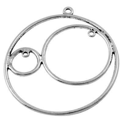 PandaHall Alloy Links, Lead Free & Cadmium Free & Nickel Free, Donut, Antique Silver, 34mm in diameter, 1mm thick, hole: 1.5mm Alloy Donut