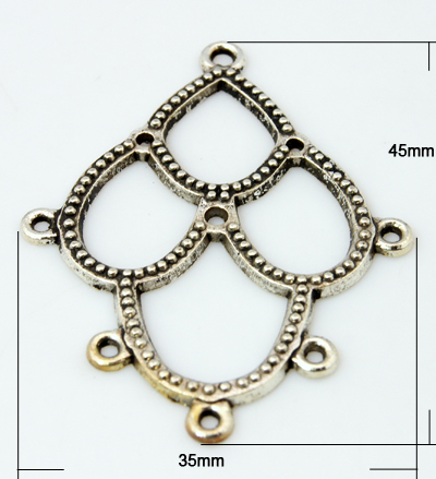 PandaHall Alloy Links, Chandelier Components, Rhombus, Antique Silver, 45x35x1.5mm Alloy Rhombus