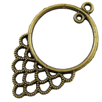 PandaHall Chandelier Component, Alloy Links, Lead Free and Cadmium Free, Flat Round, Antique Bronze, about 40.5mm long, 24mm wide, 1mm thick...