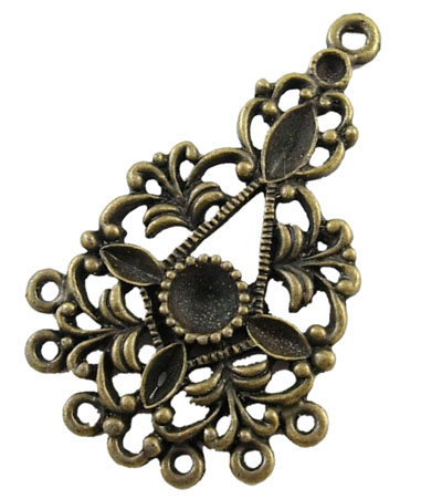 PandaHall Alloy Chandelier Component Link Rhinestone Settings, Lead Free and Cadmium Free, Antique Bronze, 41x26x2.5mm, Hole: 1.5mm; Fit for...