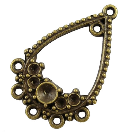 PandaHall Tibetan Style Cabochon Settings, Chandelier Components, Lead Free and Cadmium Free, Drop, Antique Bronze, 32.5x22x2mm, hole: 1.5mm...