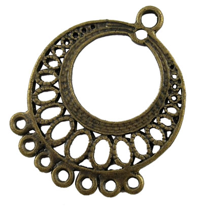 PandaHall Chandelier Component, Alloy Links, Lead Free and Cadmium Free, Flat Round, Antique Bronze, about 37.5mm long, 29mm wide, 1mm thick...