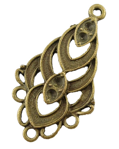 PandaHall Alloy Rhinestone Connector Settings, Rhombus, Antique Bronze, about 35mm long, 19.5mm wide, 2mm thick, hole: 1.5mm Alloy Rhombus