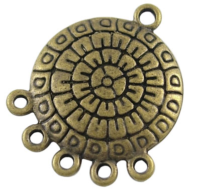 PandaHall Tibetan Style Links, Flat Round, Antique Bronze, Lead Free and Cadmium Free, 26x21x2mm, Hole: 2mm Alloy Flat Round