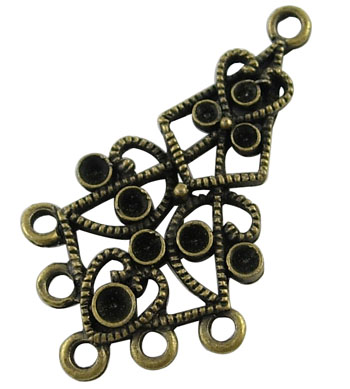 PandaHall Alloy Rhinestone Cabochon Connector Settings, Lead Free and Nickel Free and Cadmium Free, Rhombus, Antique Bronze, 34.5x19.5x2.5mm...