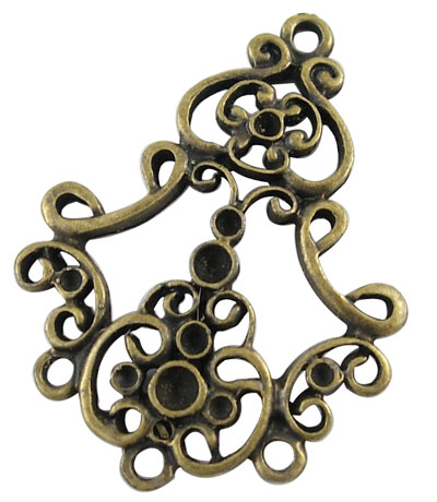 PandaHall Alloy Cabochon Connector Settings, Lead Free and Cadmium Free, Antique Bronze, 34x25x2mm, Hole: 1.5mm Alloy Others