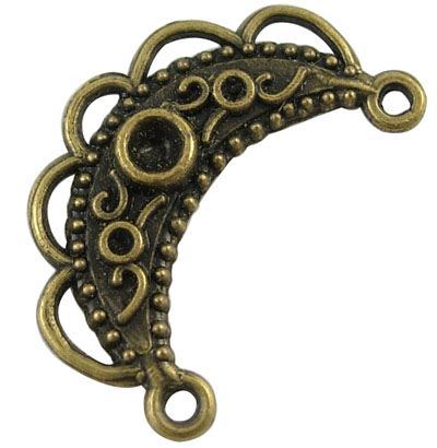 PandaHall Chandelier Component, Alloy Links, Antique Bronze Color, Moon, 18mm wide, 26mm long, 2mm thick, hole: 2mm Alloy Moon