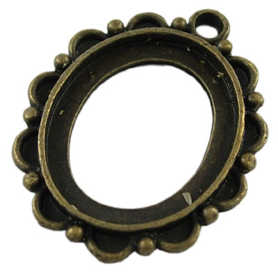 PandaHall Tibetan Style Alloy Open Back Pendant Cabochons Settings, Lead Free and Cadmium Free & Nickel Free, Flower, Antique Bronze, Oval...