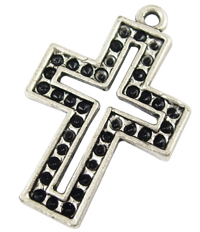 PandaHall Tibetan Style Cross Pendant Rhinestone Settings, Antique Silver, Lead Free & Cadmium Free & Nickel Free; 33.5x22x2mm, Hole: 2mm;...