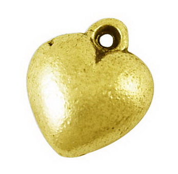 PandaHall Alloy Charms, Lead Free, Nickel Free and Cadmium Free, Heart, Golden, 11.5mm long, 9mm wide, 4.5mm thick, hole: 1.5mm Alloy Heart