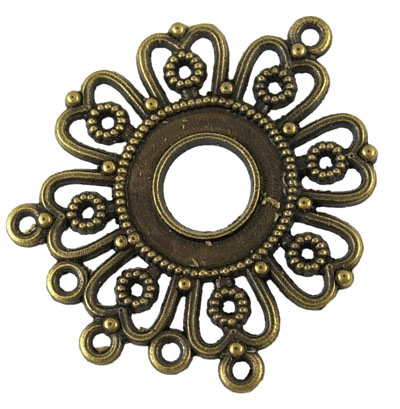 PandaHall Tibetan Style Connector Cabochon Settings, Lead Free and Cadmium Free, Flower, Antique Bronze, 35.5mm long, 29mm wide, 1.5mm thick...
