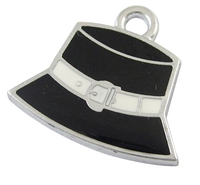 PandaHall Alloy Enamel Pendants, Lead Free and Cadmium Free, Hat, Platinum,  Black, about 22mm long, 23mm wide, 2.5mm thick, hole: 3mm...